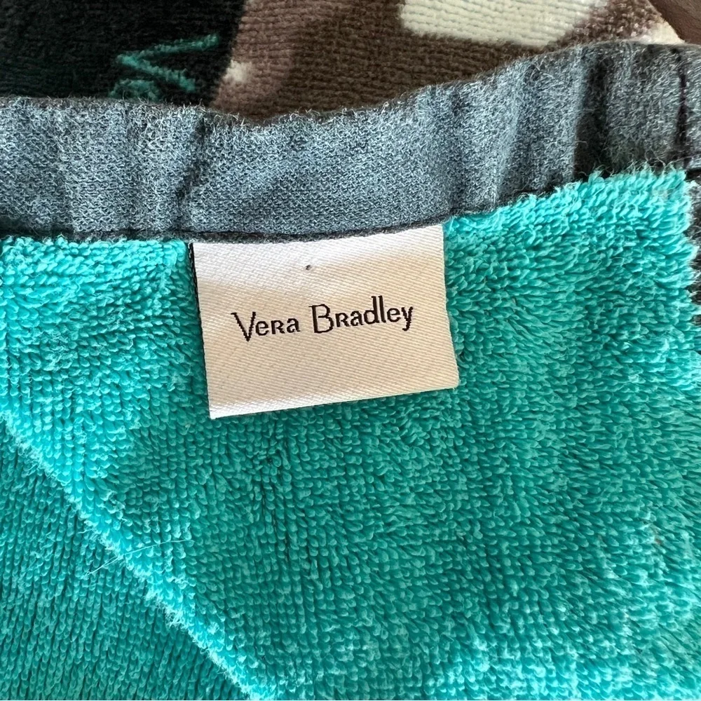 Vera Bradley Splash Floral Beach Towel Black Turquoise 100% Cotton 63” x 32”